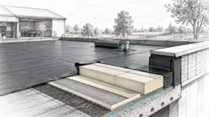 Technisch schema van isolatiematerialen voor een plat dak
