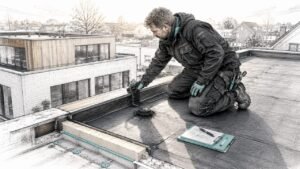 Technische inspectie van een bitumen plat dak met behulp van lijntekeningen