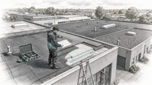 Technische inspectie en lijntekening van platte daken