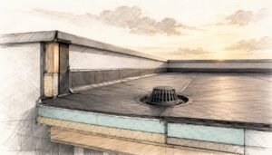 Detailtekening plat dak met puntafvoer