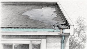 Gedetailleerde technische tekening van een plat dak, inclusief waterophoping en bijbehorende constructieve oplossingen.