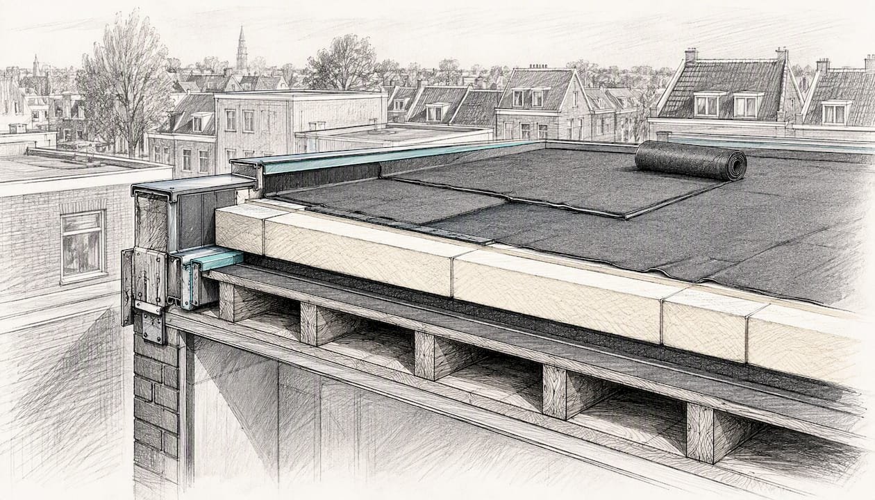 Technische opbouw van de lagen van een plat dak