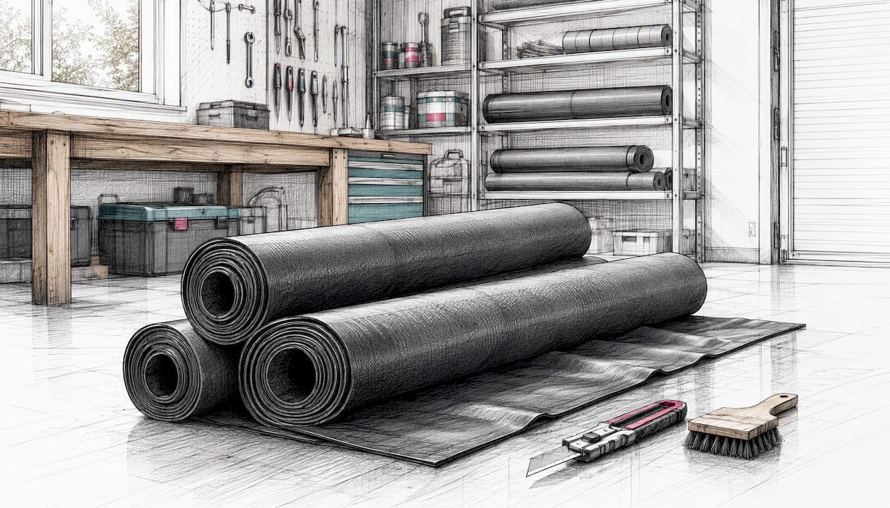 Technische tekening van het acclimatiseren van EPDM rollen binnenshuis