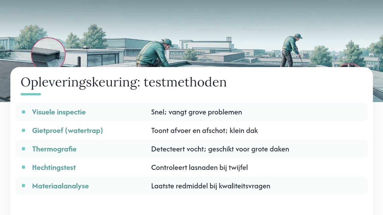 Vergelijking van testmethoden bij dakoplevering