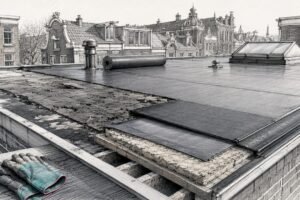 Technische tekening van het vervangen van een bitumen dak