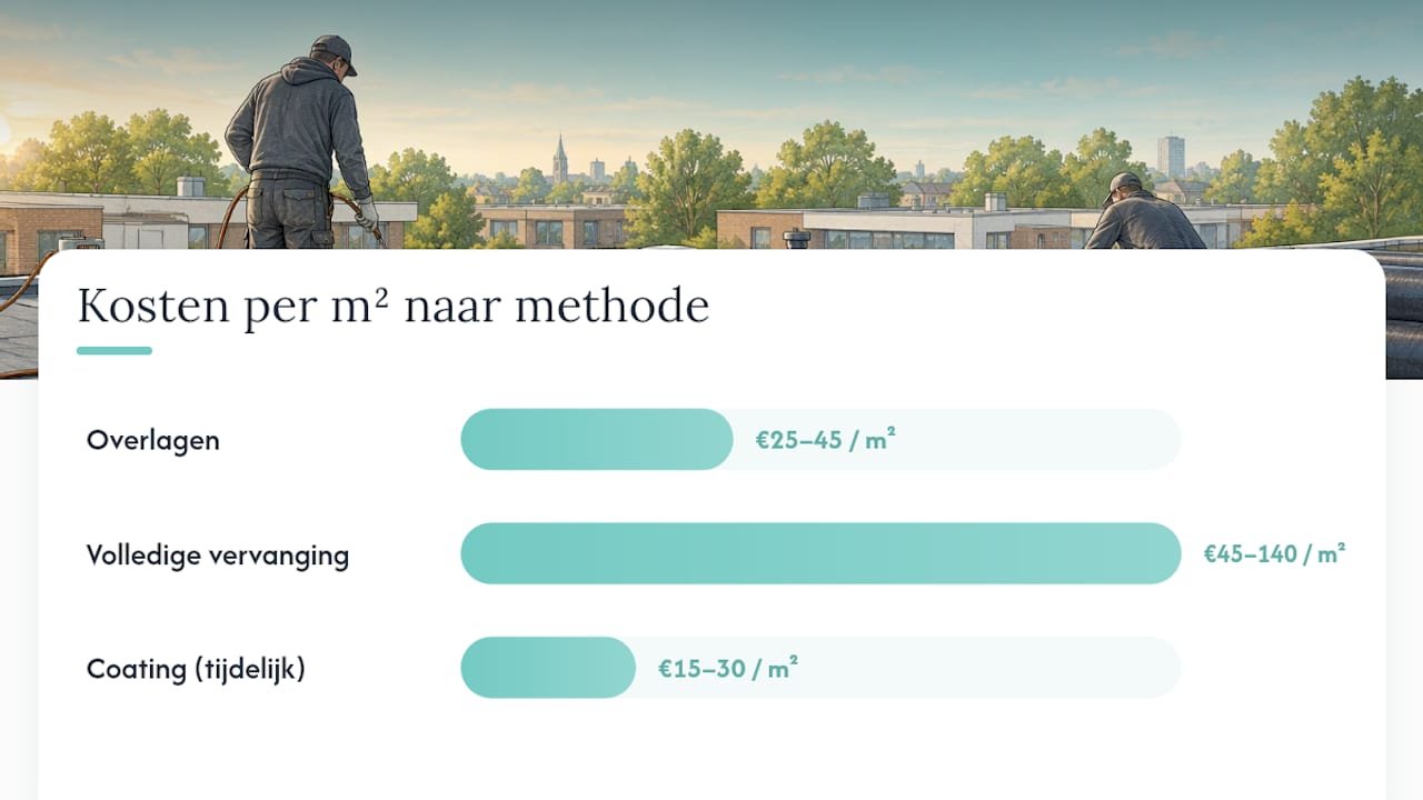 Wat kost het vervangen van een bitumen dak per m²? — overview diagram