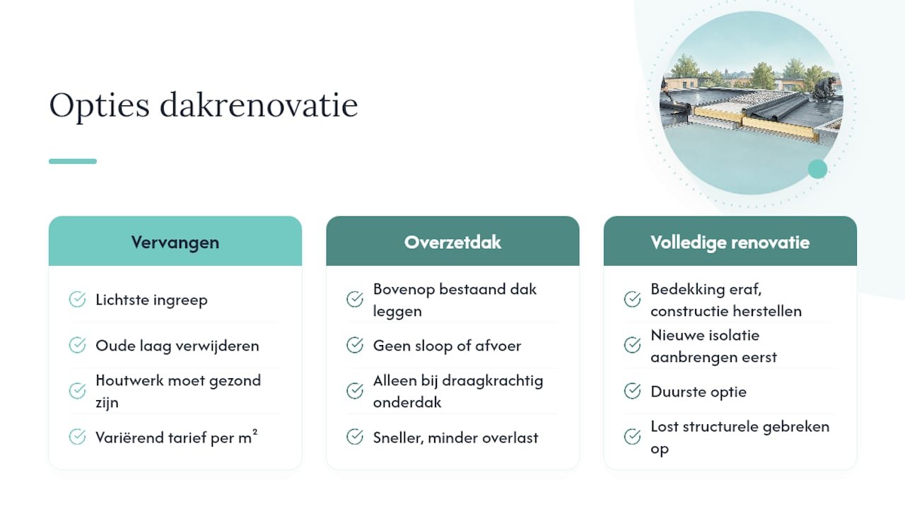 Welke opties heb je bij een dakrenovatie? — overview diagram