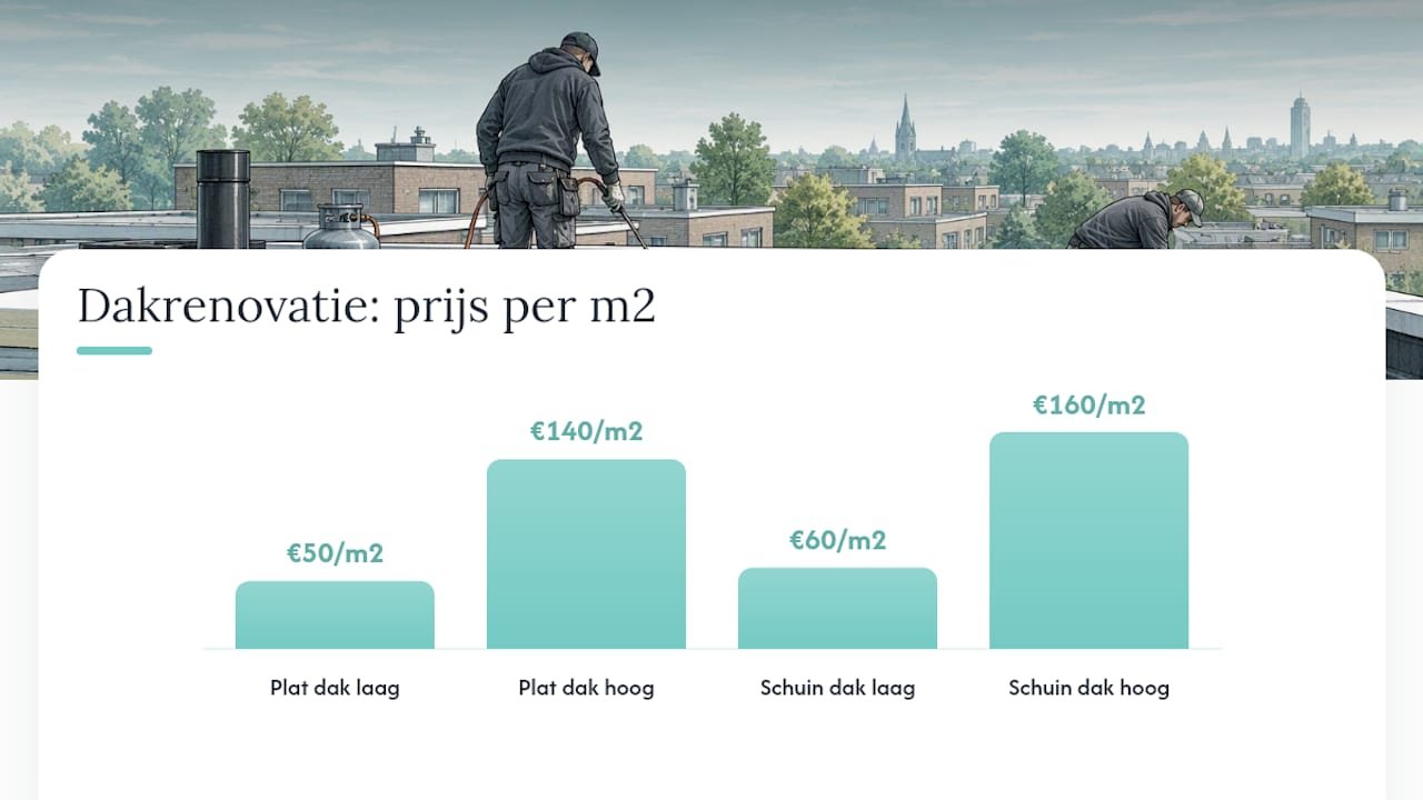 Wat kost een dakrenovatie per m2 in de praktijk? — overview diagram