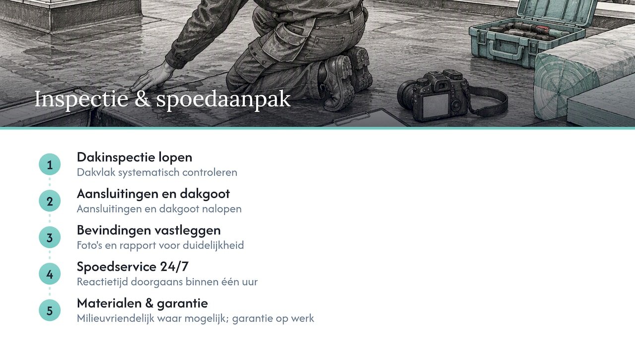 Hoe pakt Top Roof een inspectie en spoedmelding aan? — overview diagram