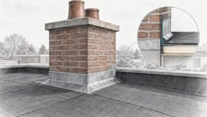 Technische tekening van nieuw schoorsteenlood