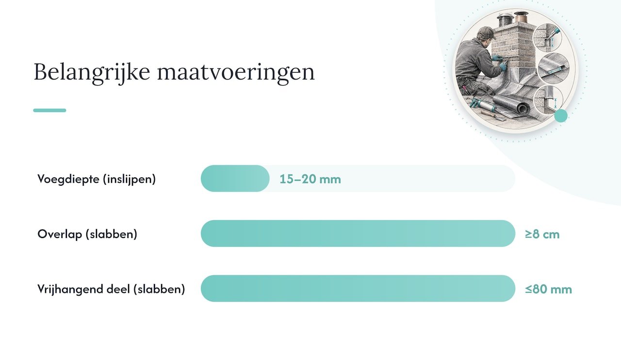 Vervangingsmethodes: inslijpen, spouwmontage en loodslabben — overview diagram